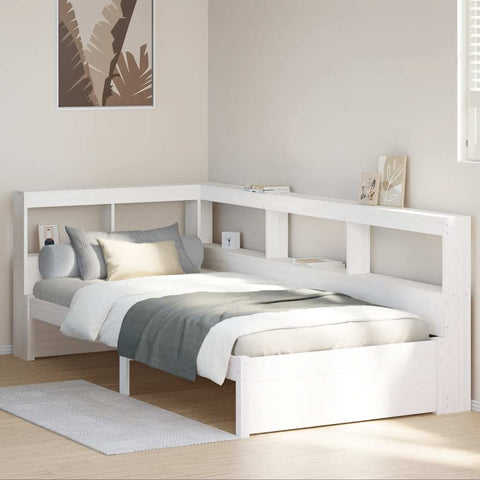 vidaXL Bookcase Bed without Mattress White 100x200 cm Solid Wood Pine