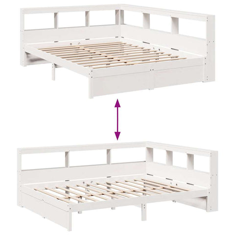 vidaXL Bookcase Bed without Mattress White 140x190 cm Solid Wood Pine