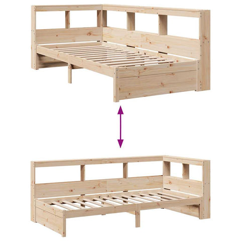 vidaXL Bookcase Bed without Mattress 90x190 cm Solid Wood Pine