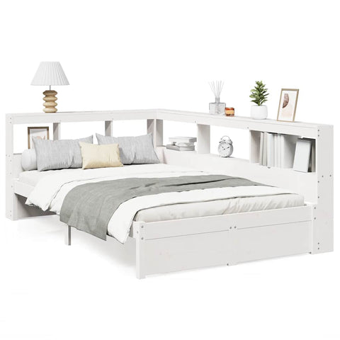 vidaXL Bookcase Bed without Mattress White 90x190 cm Solid Wood Pine