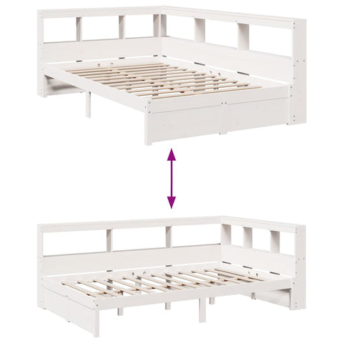 vidaXL Bookcase Bed without Mattress White 90x190 cm Solid Wood Pine