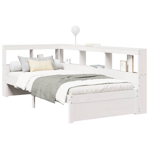 vidaXL Bookcase Bed without Mattress White 75x190 cm Solid Wood Pine