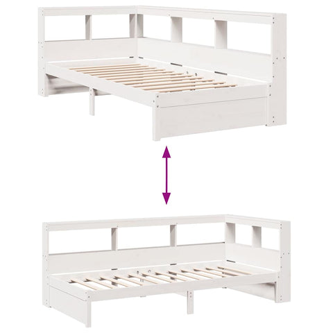 vidaXL Bookcase Bed without Mattress White 75x190 cm Solid Wood Pine