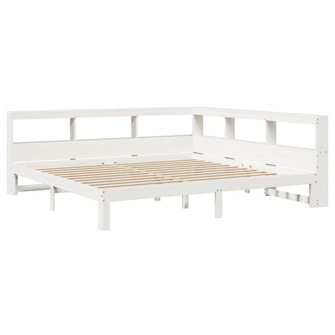 vidaXL Bookcase Bed without Mattress White 200x200 cm Solid Wood Pine