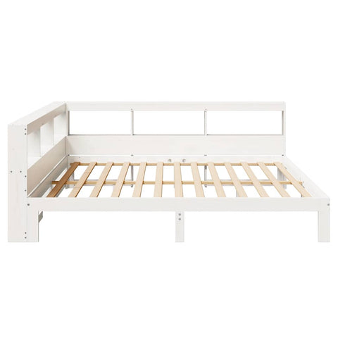vidaXL Bookcase Bed without Mattress White 200x200 cm Solid Wood Pine