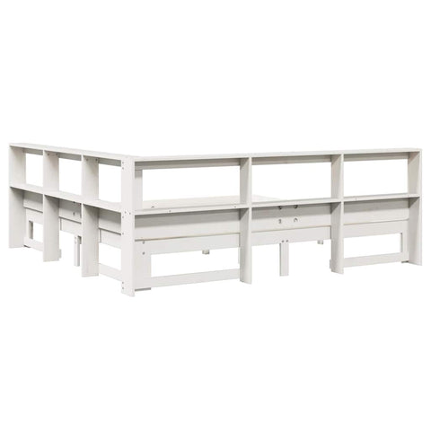 vidaXL Bookcase Bed without Mattress White 200x200 cm Solid Wood Pine