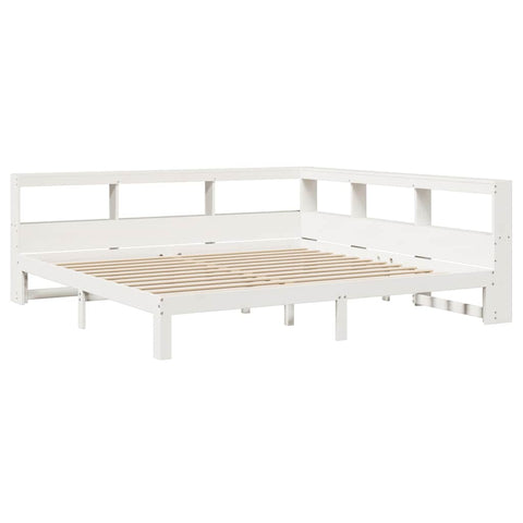 vidaXL Bookcase Bed without Mattress White 180x200 cm Super King Solid Wood Pine