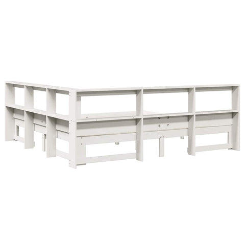 vidaXL Bookcase Bed without Mattress White 180x200 cm Super King Solid Wood Pine