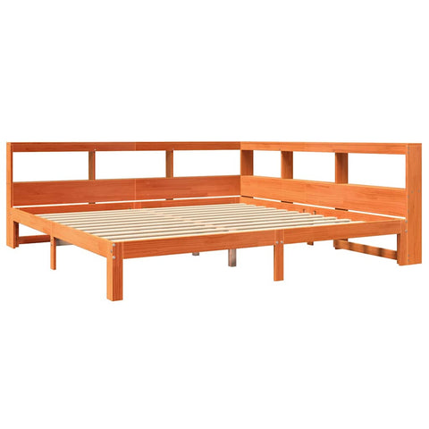 vidaXL Bookcase Bed without Mattress Wax Brown 180x200 cm Solid Wood Pine