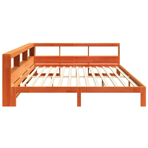 vidaXL Bookcase Bed without Mattress Wax Brown 180x200 cm Solid Wood Pine