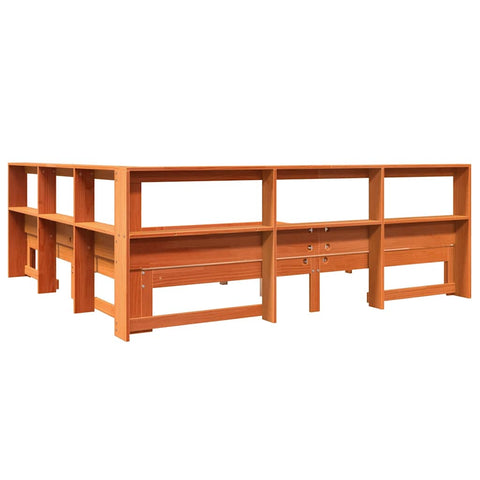 vidaXL Bookcase Bed without Mattress Wax Brown 180x200 cm Solid Wood Pine