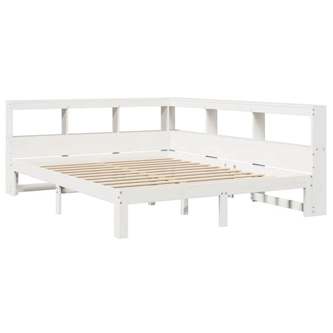 vidaXL Bookcase Bed without Mattress White 150x200 cm King Size Solid Wood Pine