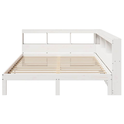 vidaXL Bookcase Bed without Mattress White 150x200 cm King Size Solid Wood Pine
