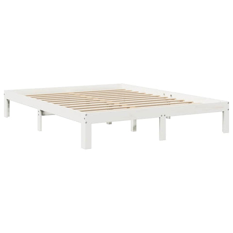 vidaXL Bookcase Bed without Mattress White 150x200 cm King Size Solid Wood Pine