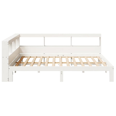 vidaXL Bookcase Bed without Mattress White 150x200 cm King Size Solid Wood Pine