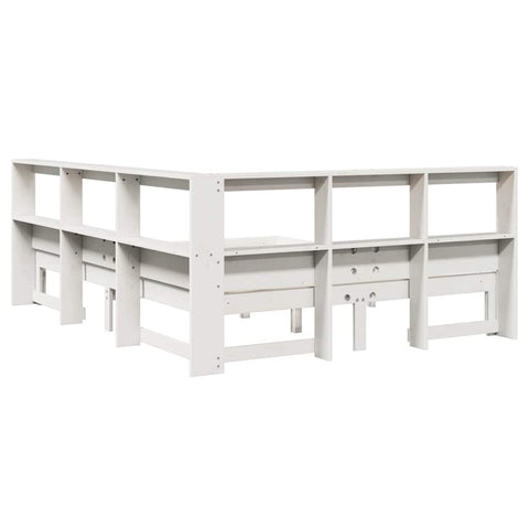 vidaXL Bookcase Bed without Mattress White 150x200 cm King Size Solid Wood Pine