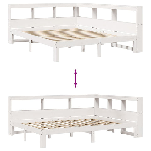 vidaXL Bookcase Bed without Mattress White 140x200 cm Solid Wood Pine