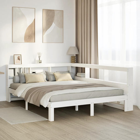 vidaXL Bookcase Bed without Mattress White 140x200 cm Solid Wood Pine