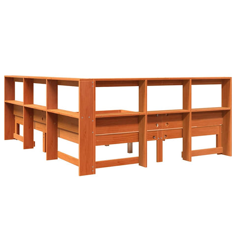 vidaXL Bookcase Bed without Mattress Wax Brown 140x200 cm Solid Wood Pine