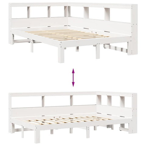 vidaXL Bookcase Bed without Mattress White 120x200 cm Solid Wood Pine