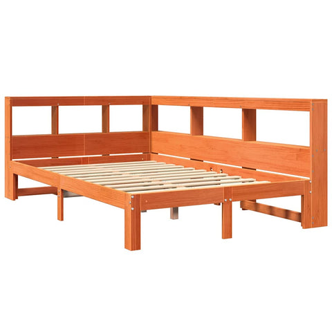vidaXL Bookcase Bed without Mattress Wax Brown 120x200 cm Solid Wood Pine