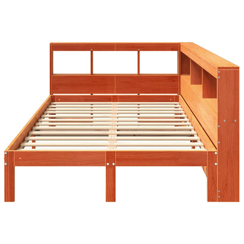 vidaXL Bookcase Bed without Mattress Wax Brown 120x200 cm Solid Wood Pine