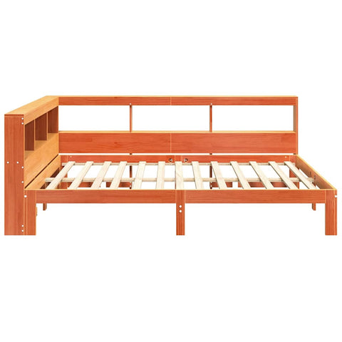 vidaXL Bookcase Bed without Mattress Wax Brown 120x200 cm Solid Wood Pine