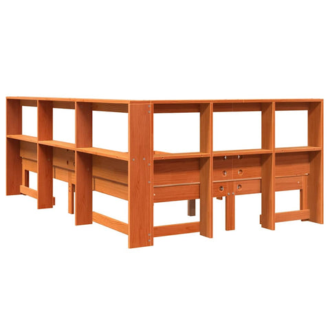 vidaXL Bookcase Bed without Mattress Wax Brown 120x200 cm Solid Wood Pine