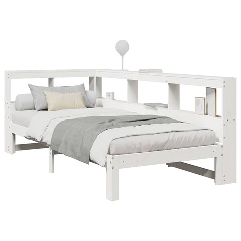 vidaXL Bookcase Bed without Mattress White 100x200 cm Solid Wood Pine