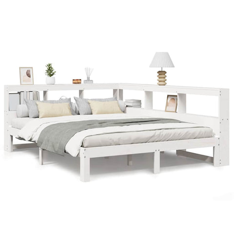 vidaXL Bookcase Bed without Mattress White 140x190 cm Solid Wood Pine
