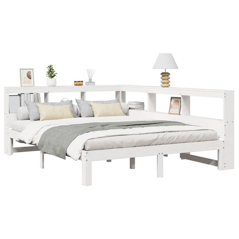 vidaXL Bookcase Bed without Mattress White 140x190 cm Solid Wood Pine