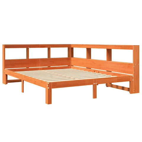 vidaXL Bookcase Bed without Mattress Wax Brown 140x190 cm Solid Wood Pine