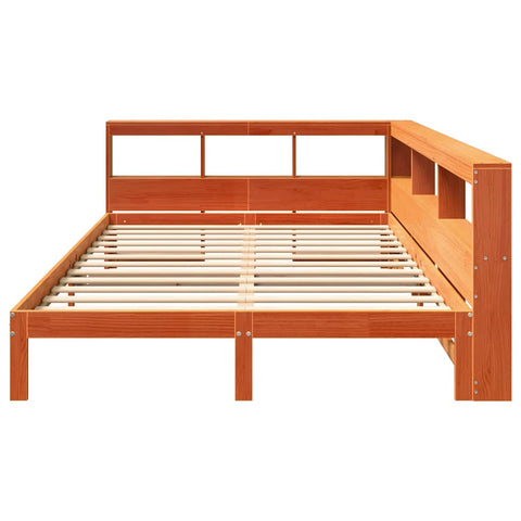 vidaXL Bookcase Bed without Mattress Wax Brown 140x190 cm Solid Wood Pine