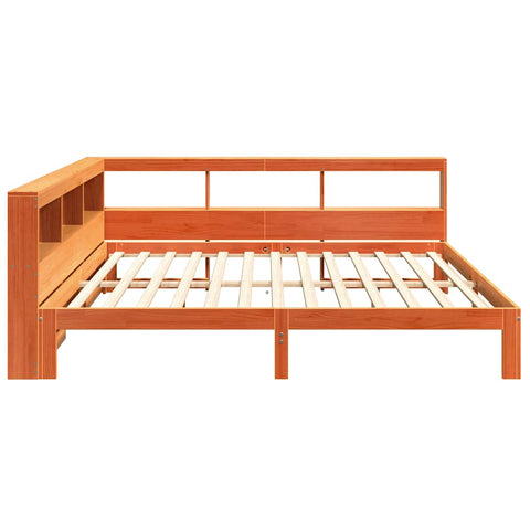 vidaXL Bookcase Bed without Mattress Wax Brown 140x190 cm Solid Wood Pine