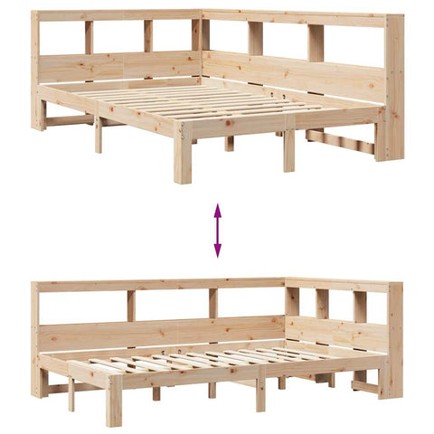 vidaXL Bookcase Bed without Mattress 135x190 cm Double Solid Wood Pine