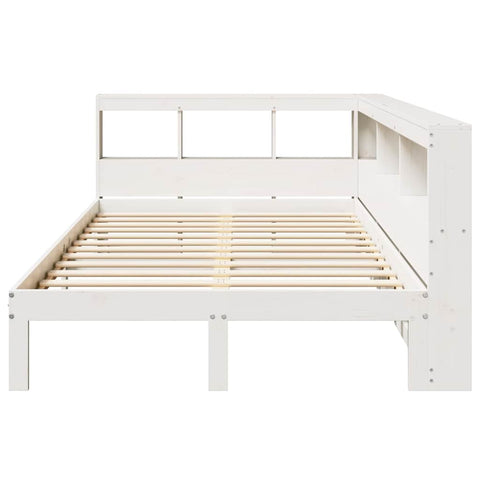 vidaXL Bookcase Bed without Mattress White 135x190 cm Double Solid Wood Pine