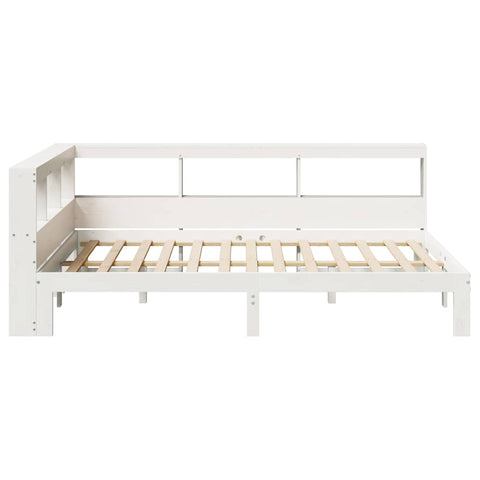 vidaXL Bookcase Bed without Mattress White 135x190 cm Double Solid Wood Pine