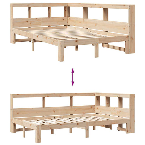 vidaXL Bookcase Bed without Mattress 120x190 cm Small Double Solid Wood Pine