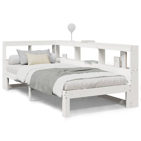 vidaXL Bookcase Bed without Mattress White 90x190 cm Single Solid Wood Pine