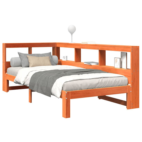vidaXL Bookcase Bed without Mattress Wax Brown 90x190 cm Solid Wood Pine