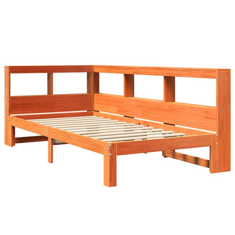 vidaXL Bookcase Bed without Mattress Wax Brown 90x190 cm Solid Wood Pine