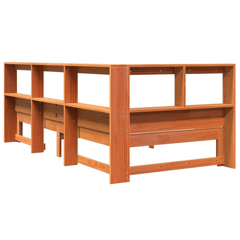 vidaXL Bookcase Bed without Mattress Wax Brown 90x190 cm Solid Wood Pine