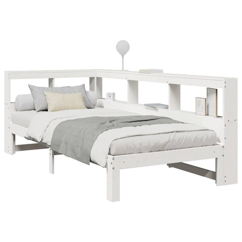 vidaXL Bookcase Bed without Mattress White 75x190 cm Small Single Solid Wood Pine