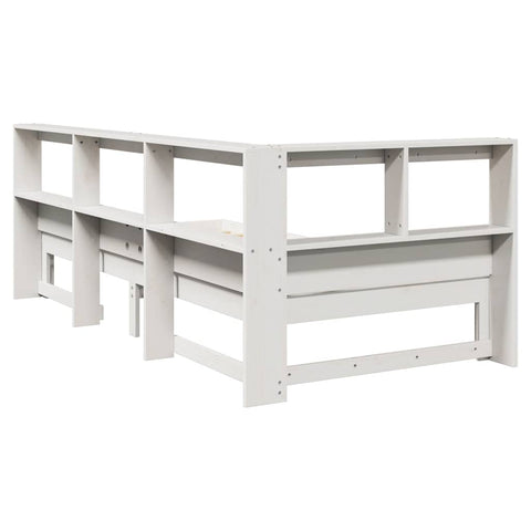 vidaXL Bookcase Bed without Mattress White 75x190 cm Small Single Solid Wood Pine