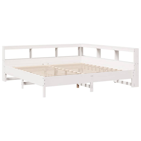 vidaXL Bookcase Bed without Mattress White 200x200 cm Solid Wood Pine