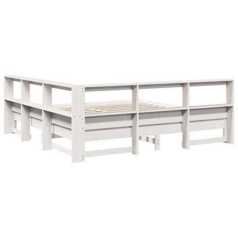 vidaXL Bookcase Bed without Mattress White 200x200 cm Solid Wood Pine