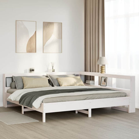 vidaXL Bookcase Bed without Mattress White 200x200 cm Solid Wood Pine