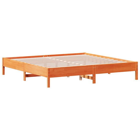 vidaXL Bookcase Bed without Mattress Wax Brown 200x200 cm Solid Wood Pine