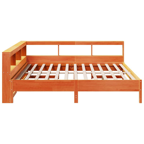 vidaXL Bookcase Bed without Mattress Wax Brown 200x200 cm Solid Wood Pine