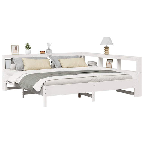 vidaXL Bookcase Bed without Mattress White 180x200 cm Solid Wood Pine